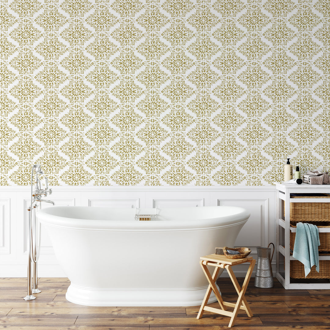 Timbre Damask - Honey Wallpaper