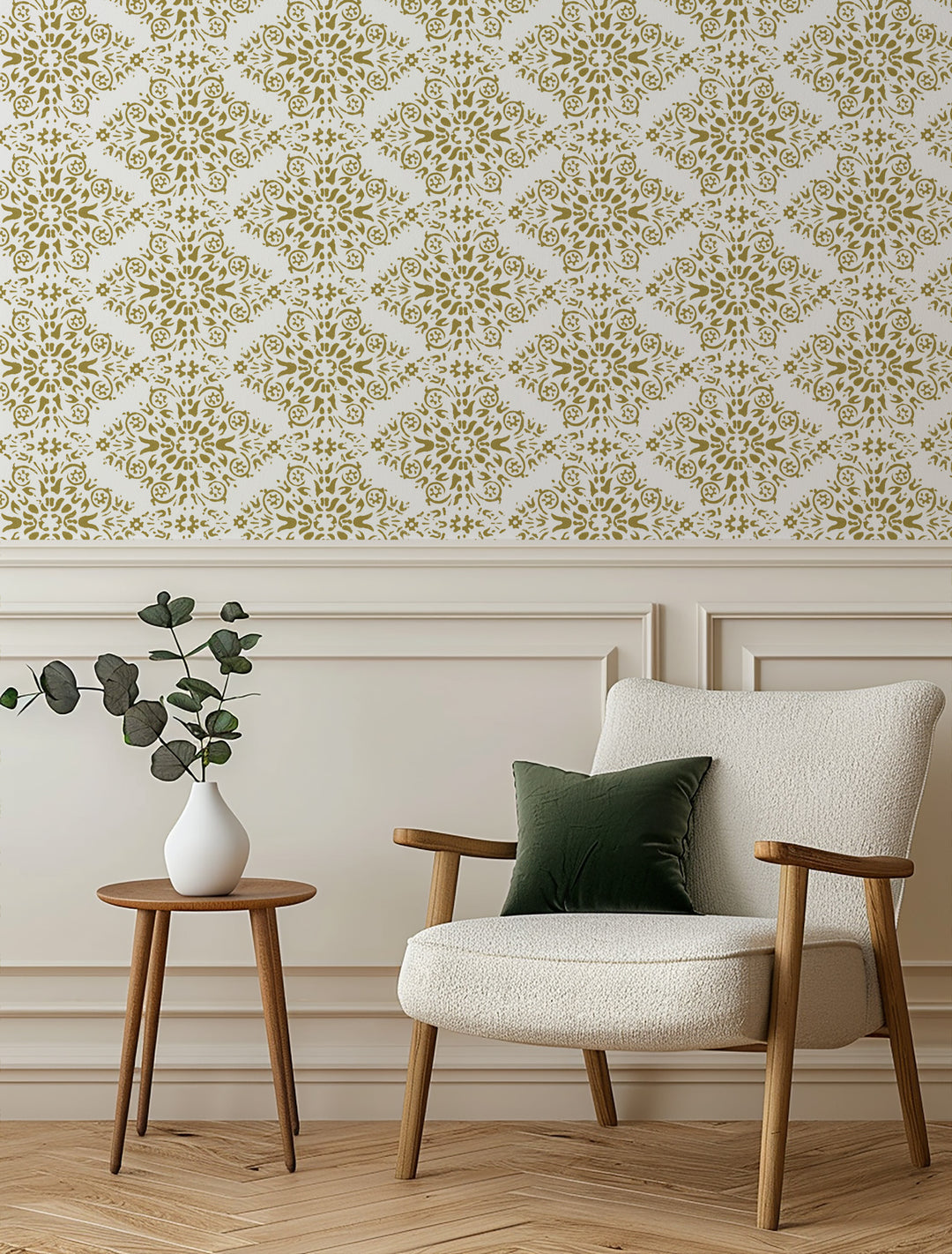 Timbre Damask - Honey Wallpaper