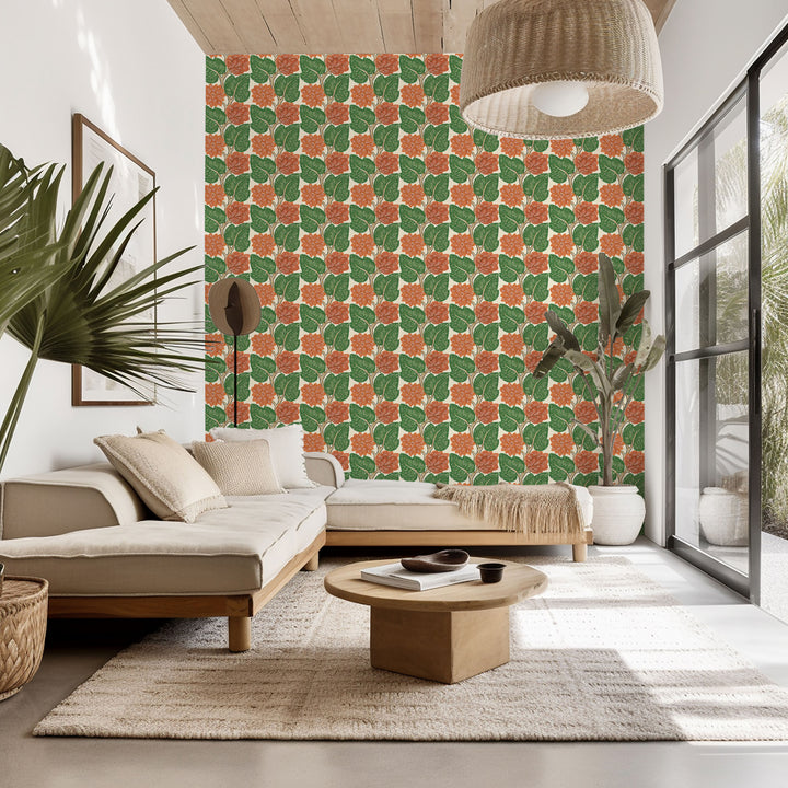 Vintage Vines - Vermillion Red Floral Wallpaper by Bohemian Bungalow