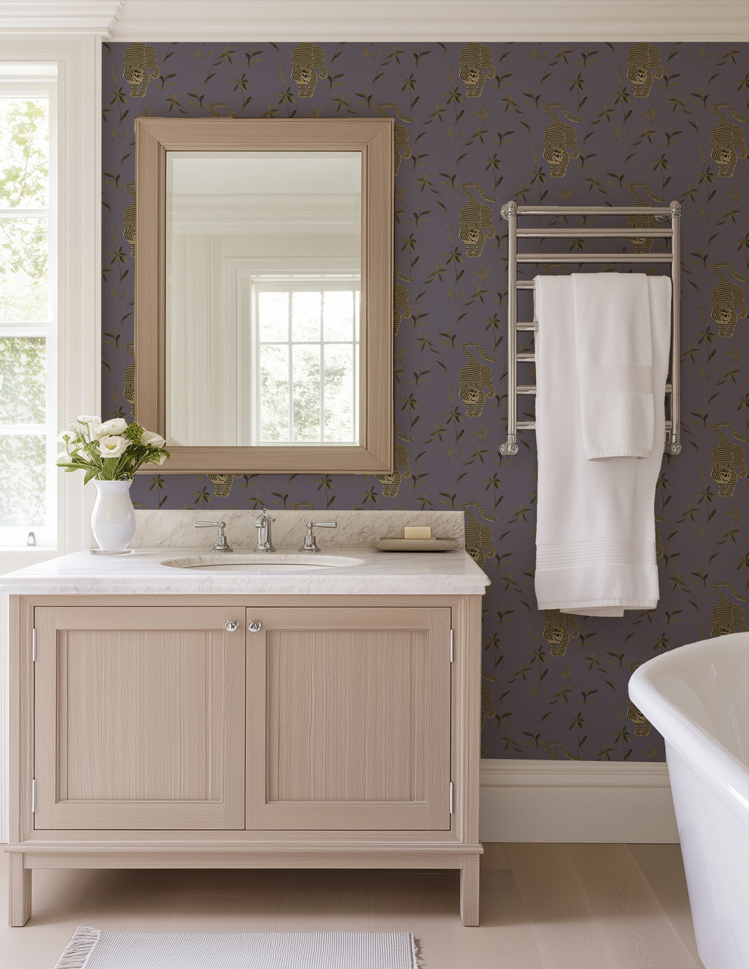 Stalking Tiger - Dusk Lavender Wallpaper