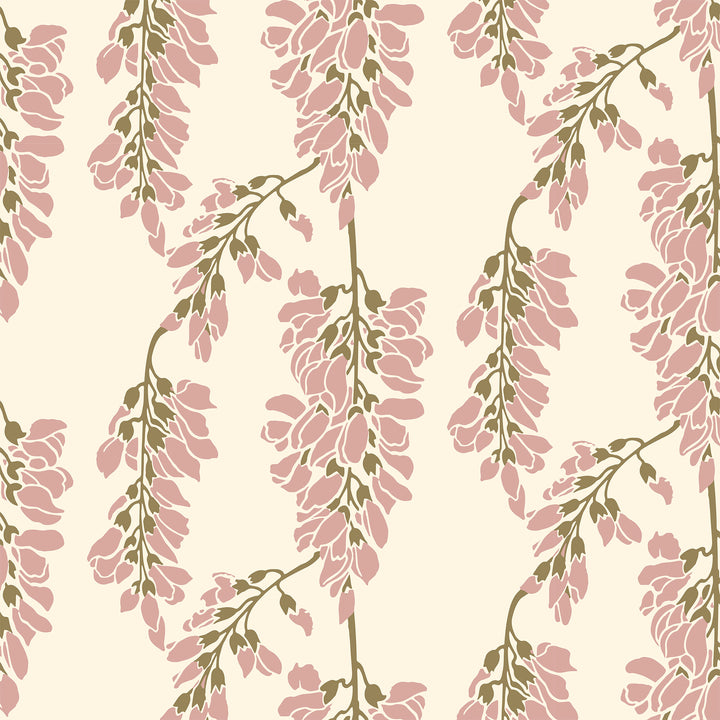 Wisteria Floral - Cream Wallpaper