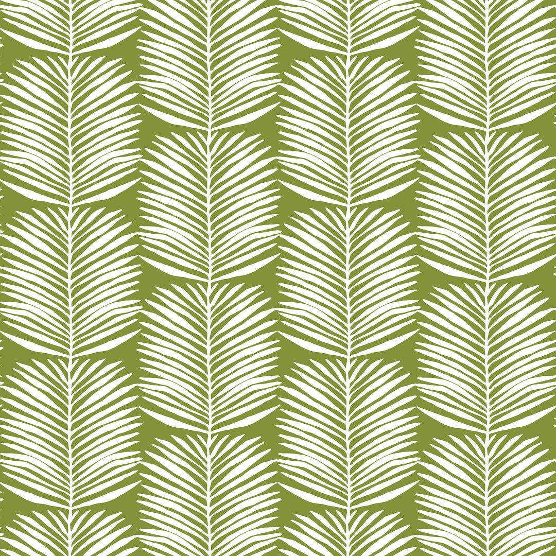 Betty White Palm Leaves - Island Green Floral Wallpaper