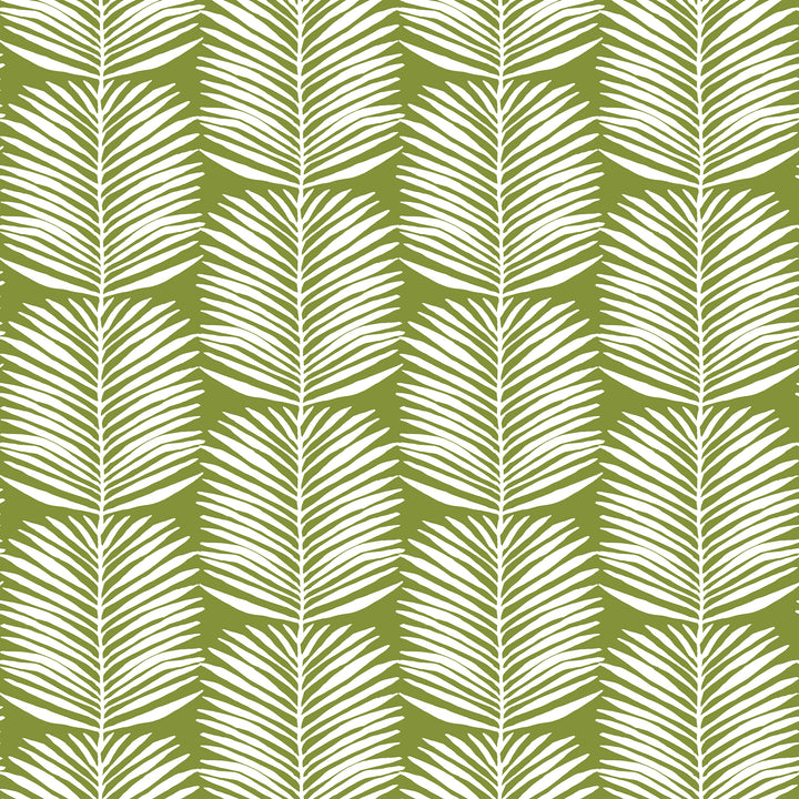 Betty White Palm Leaves - Island Green Floral Wallpaper