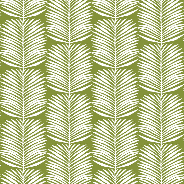 Betty White Palm Leaves - Island Green Floral Wallpaper