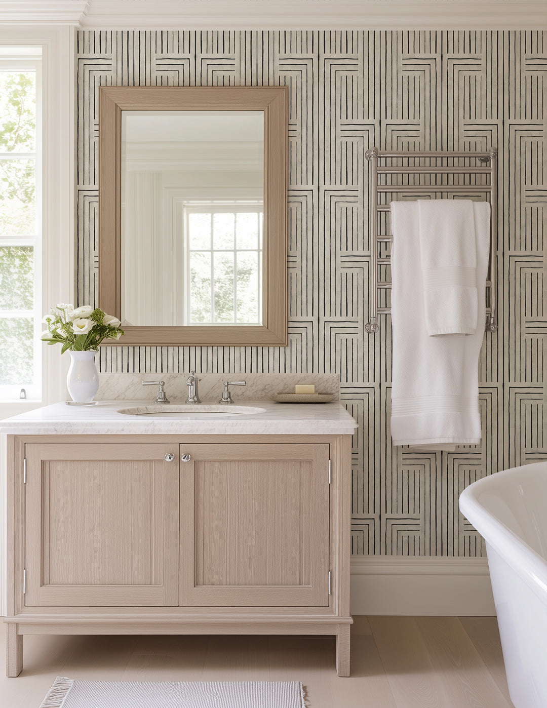 Chiseled -  Marble White Wallpaper