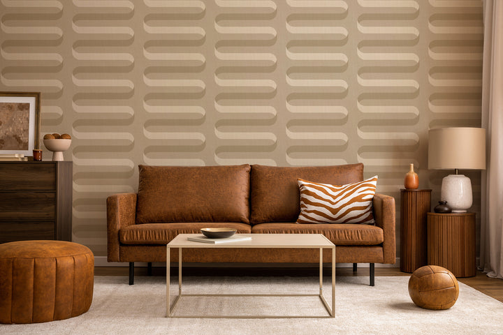 Folding Ribbon - Wheat Wallpaper