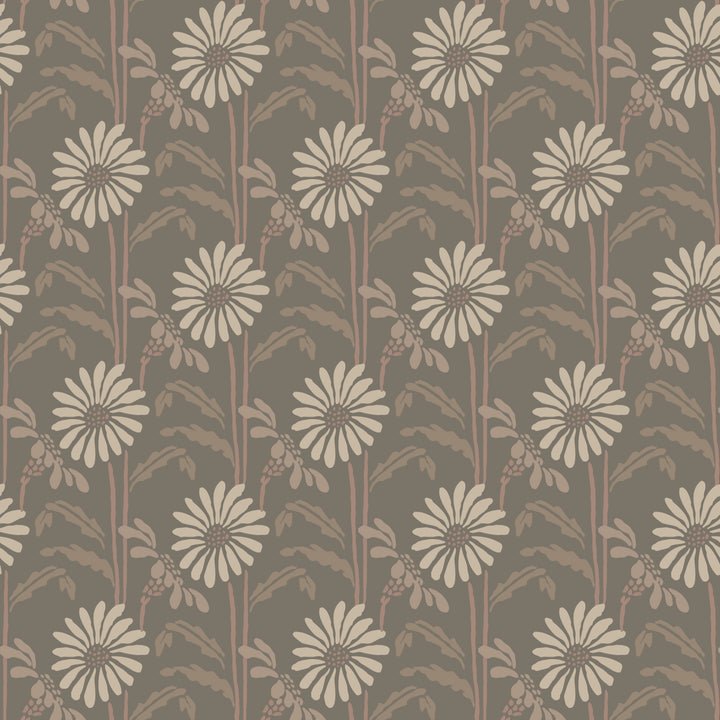 Woodland Bloom - Earthy Umber Floral Wallpaper