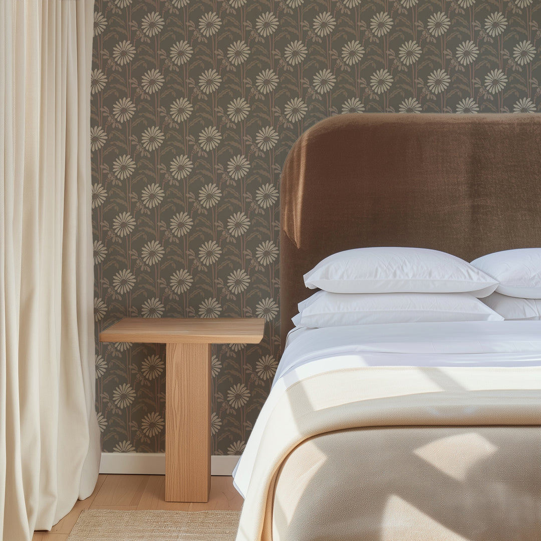 Woodland Bloom - Earthy Umber Floral Wallpaper