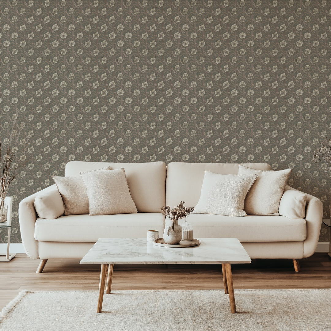 Woodland Bloom - Earthy Umber Floral Wallpaper
