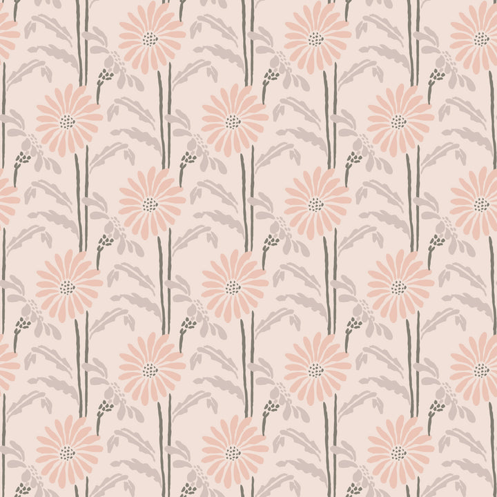 Woodland Bloom - Pink Apricot Floral Wallpaper