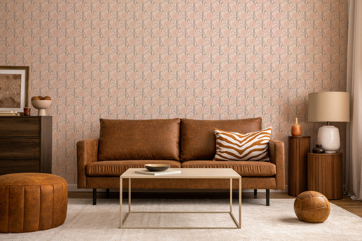 Woodland Bloom - Pink Apricot Floral Wallpaper