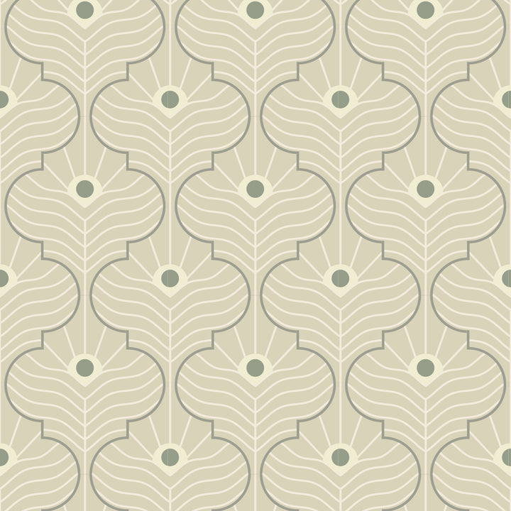 Moroccan Peacock - Bone Wallpaper