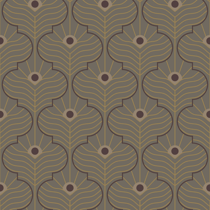 Moroccan Peacock - Brown Stone Wallpaper