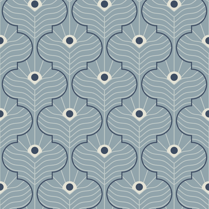 Moroccan Peacock - Lacquered Blues Wallpaper
