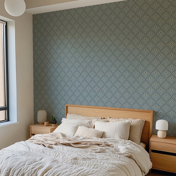 Moroccan Peacock - Lacquered Blues Wallpaper