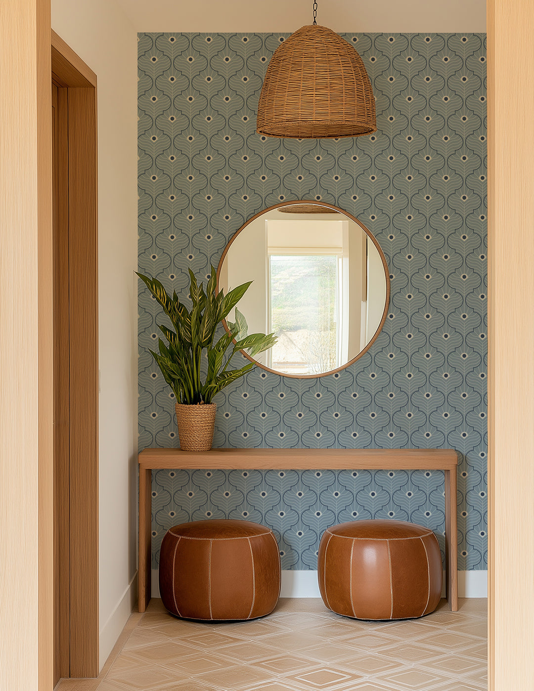 Moroccan Peacock - Lacquered Blues Wallpaper