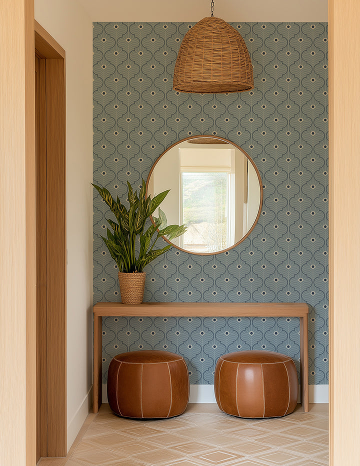 Moroccan Peacock - Lacquered Blues Wallpaper