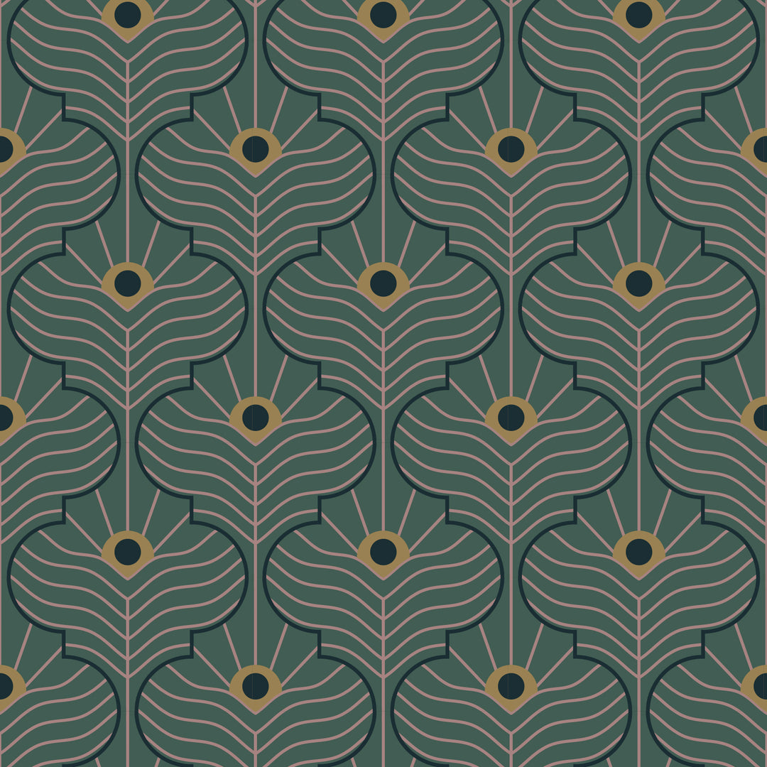 Moroccan Peacock - Spruce Green Wallpaper
