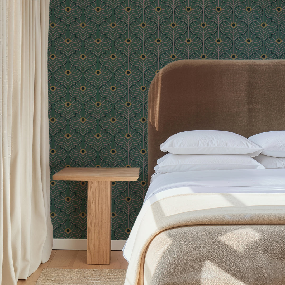 Moroccan Peacock - Spruce Green Wallpaper