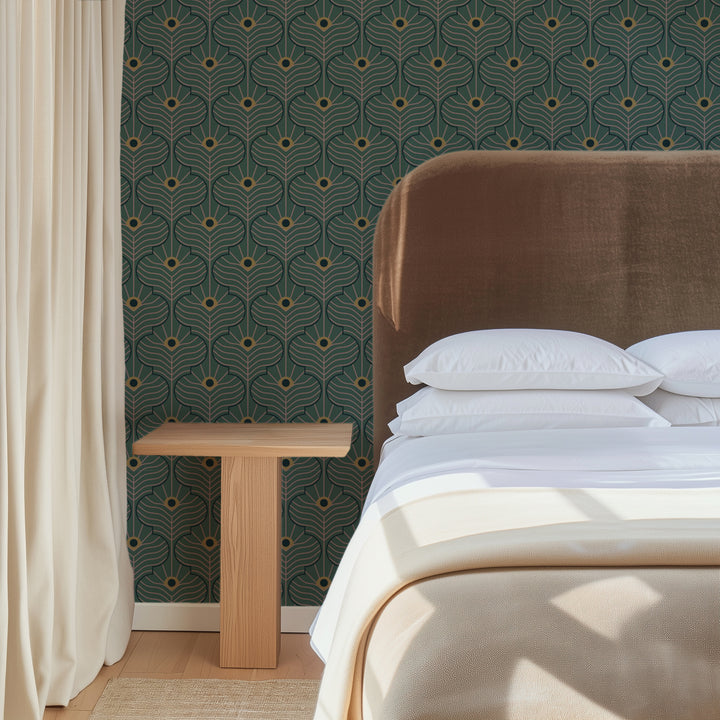 Moroccan Peacock - Spruce Green Wallpaper