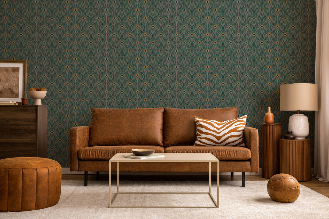 Moroccan Peacock - Spruce Green Wallpaper