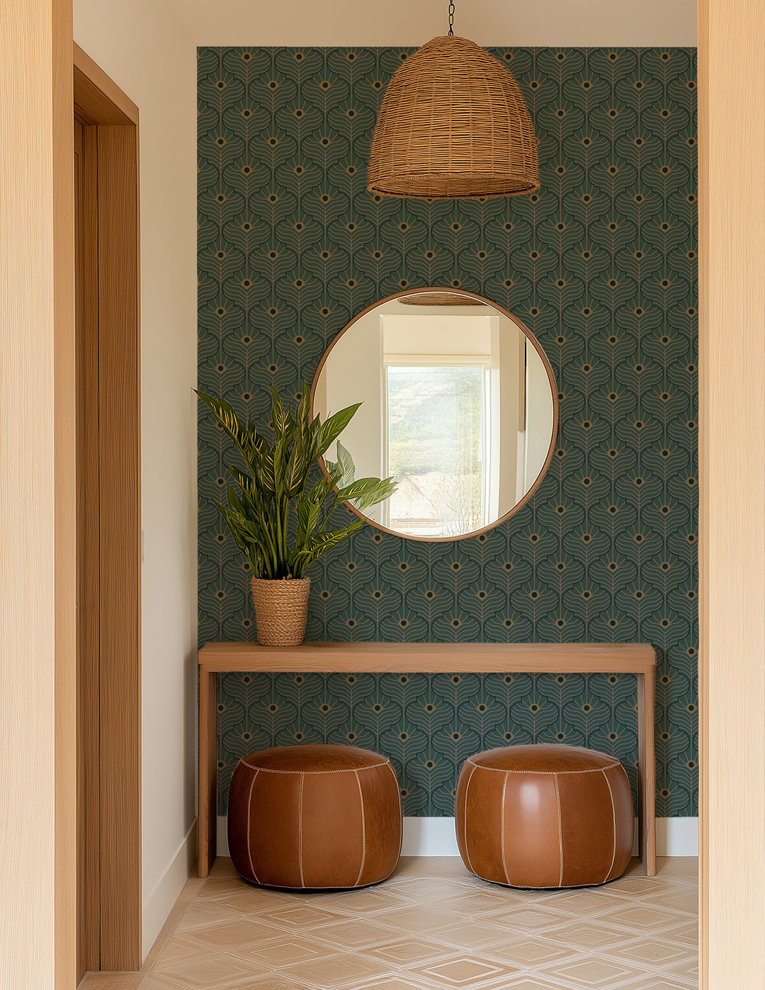 Moroccan Peacock - Spruce Green Wallpaper