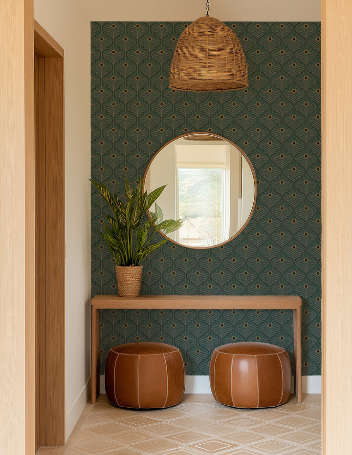 Moroccan Peacock - Spruce Green Wallpaper