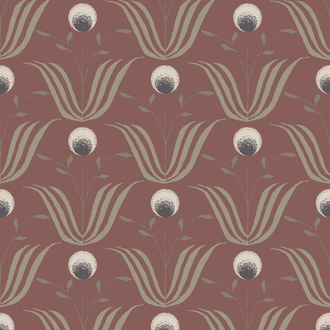 Spring Bloom - Burgundy Floral Wallpaper