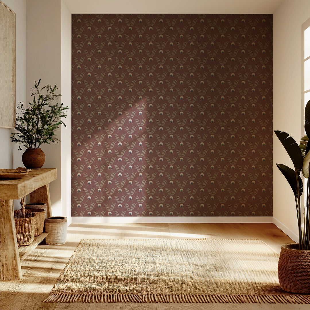 Spring Bloom - Burgundy Floral Wallpaper