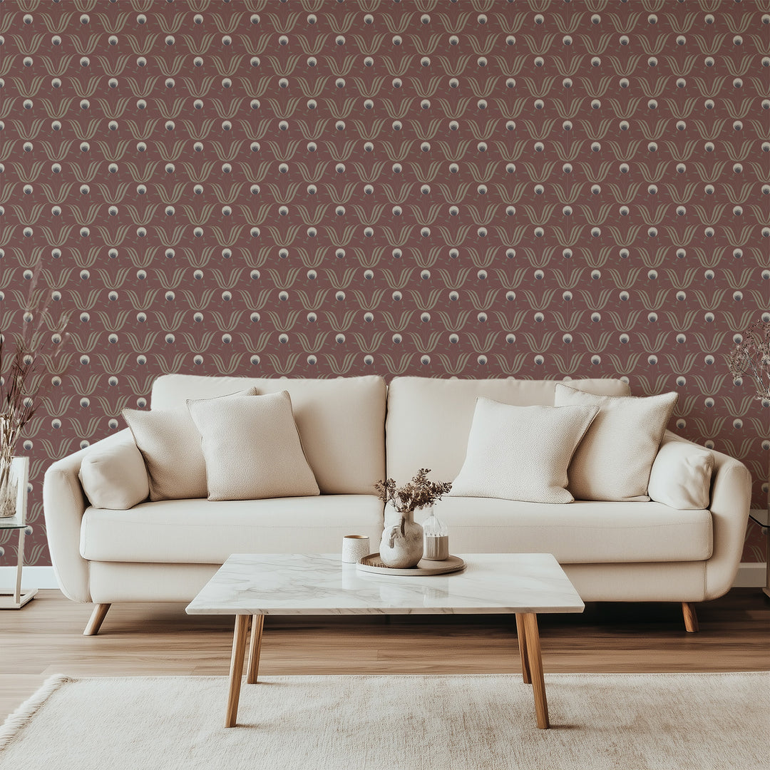 Spring Bloom - Burgundy Floral Wallpaper