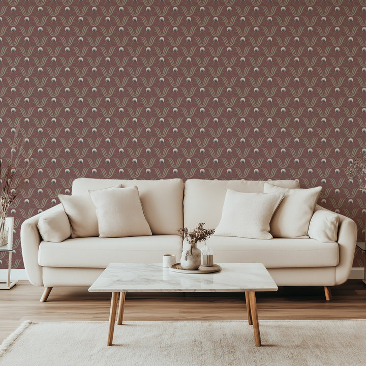 Spring Bloom - Burgundy Floral Wallpaper