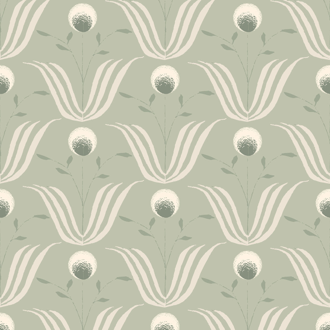 Spring Bloom - Seafoam Green Wallpaper