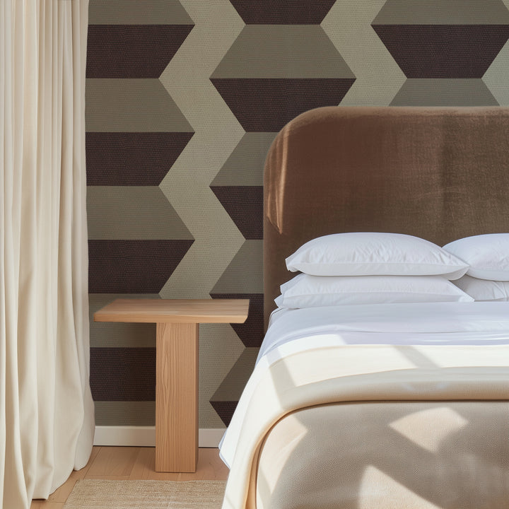 Infinity Blocks - Brown Burgundy Wallpaper