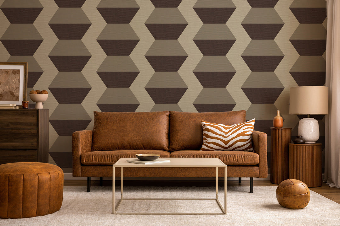 Infinity Blocks - Brown Burgundy Wallpaper