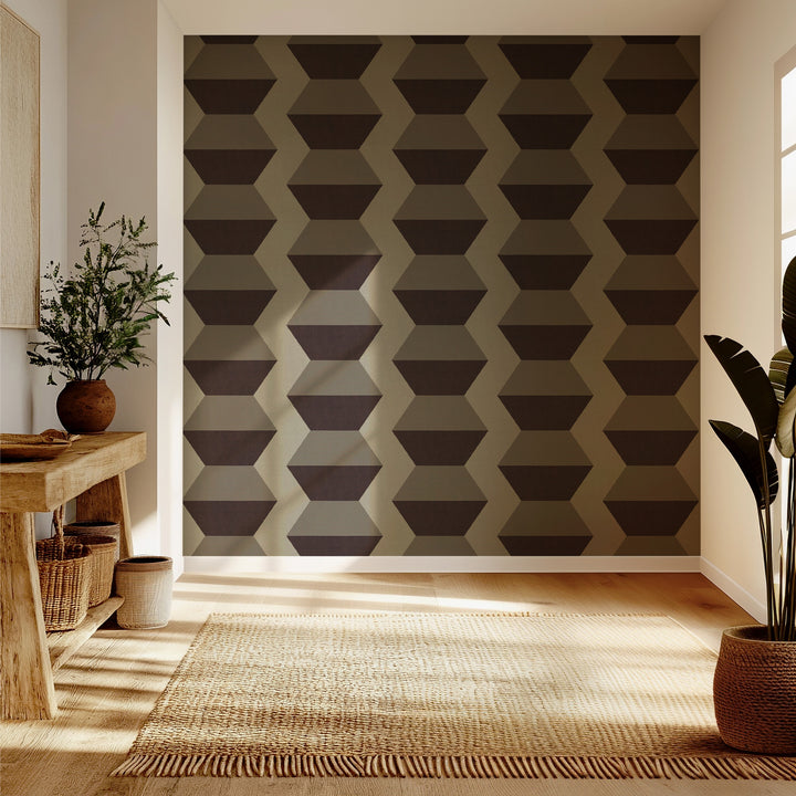 Infinity Blocks - Brown Burgundy Wallpaper
