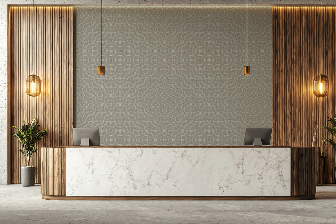 Court Rosette - Walnut Wallpaper