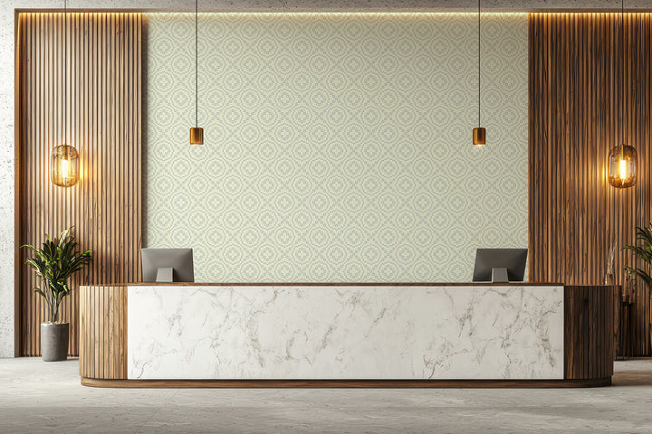 Echo Tile - Pale Mineral Blue Wallpaper
