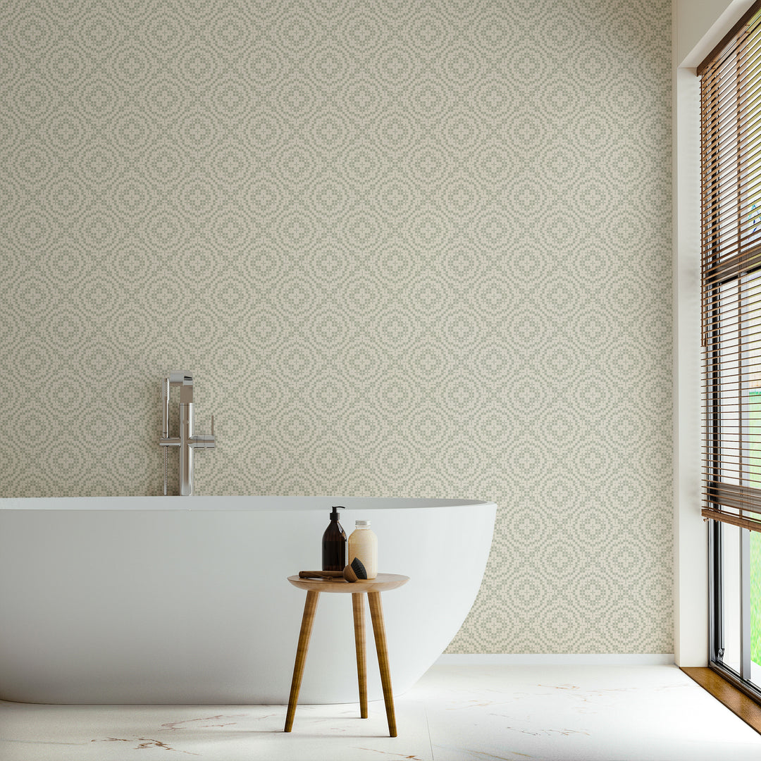 Echo Tile - Parchment Sage Wallpaper