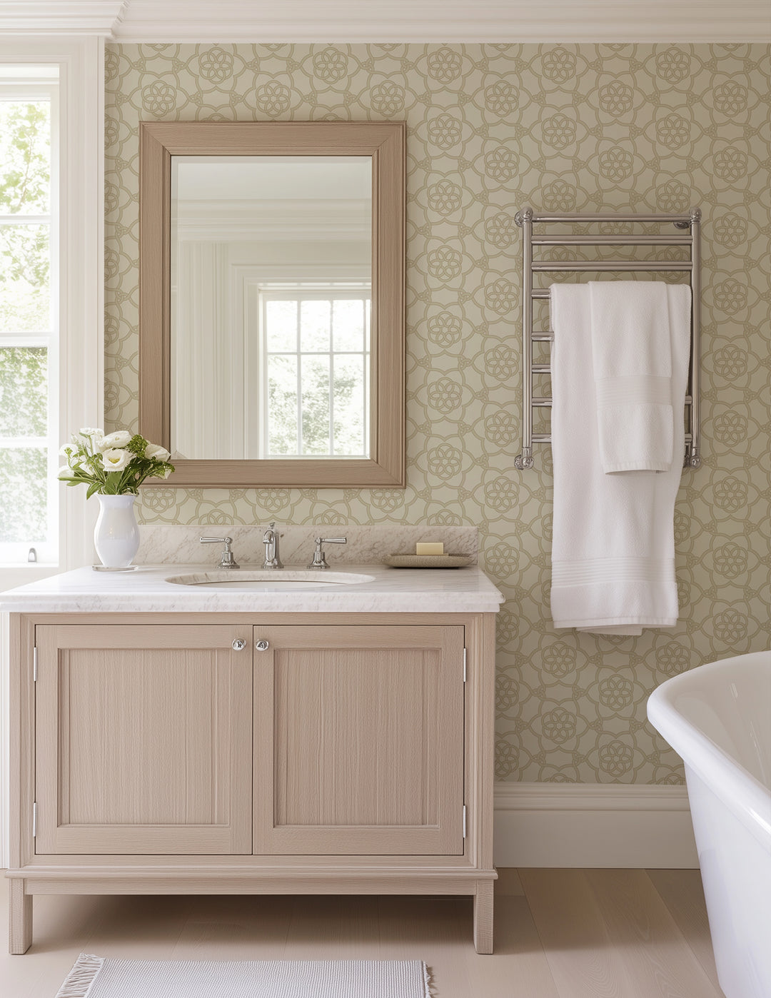 Floret Lattice - Golden Wheat Wallpaper