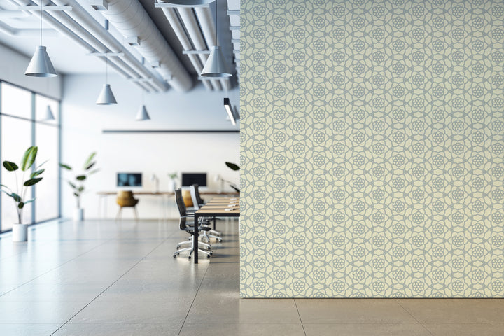 Floret Lattice - Pale Mineral Blue Wallpaper