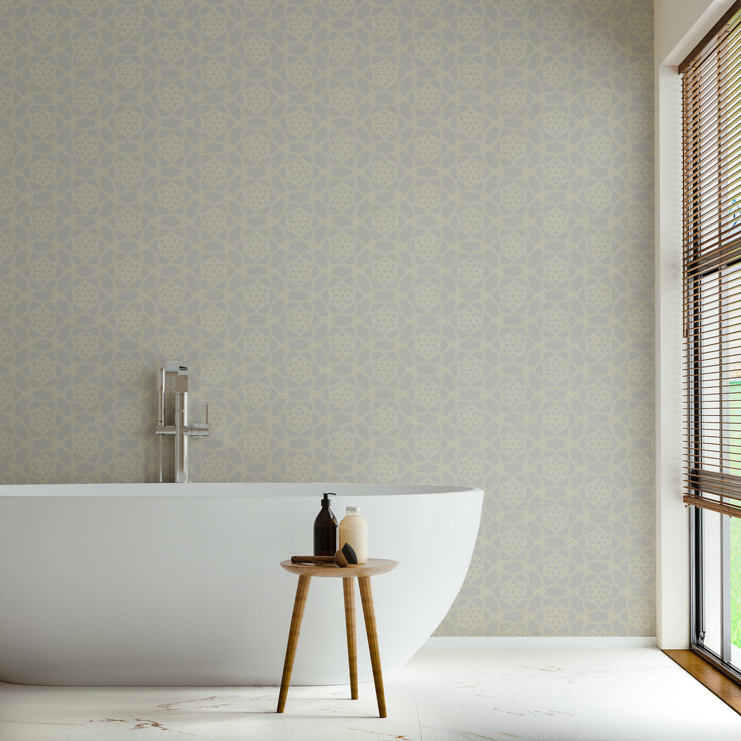 Floret Lattice - Silver Sage Wallpaper