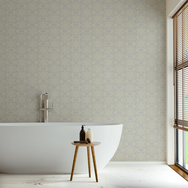 Floret Lattice - Silver Sage Wallpaper