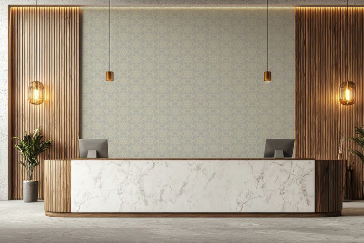 Floret Lattice - Silver Sage Wallpaper