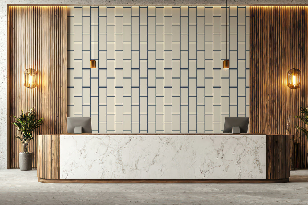 Pillar Stripe - Oxford Blue Wallpaper
