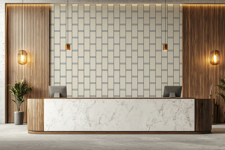 Pillar Stripe - Oxford Blue Wallpaper