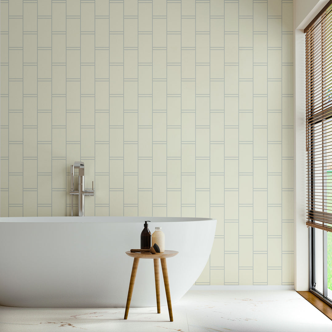 Pillar Stripe - Pale Mineral Blue Wallpaper
