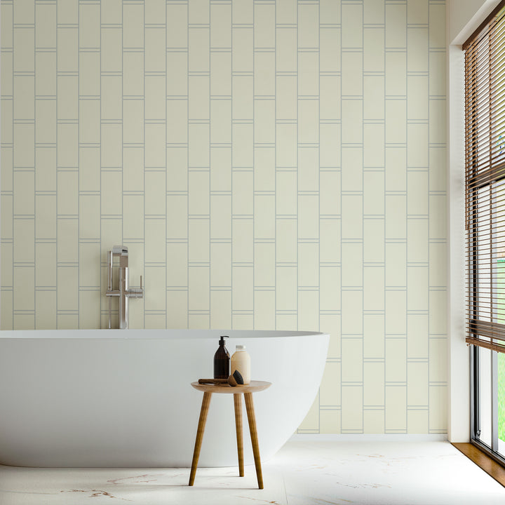 Pillar Stripe - Pale Mineral Blue Wallpaper