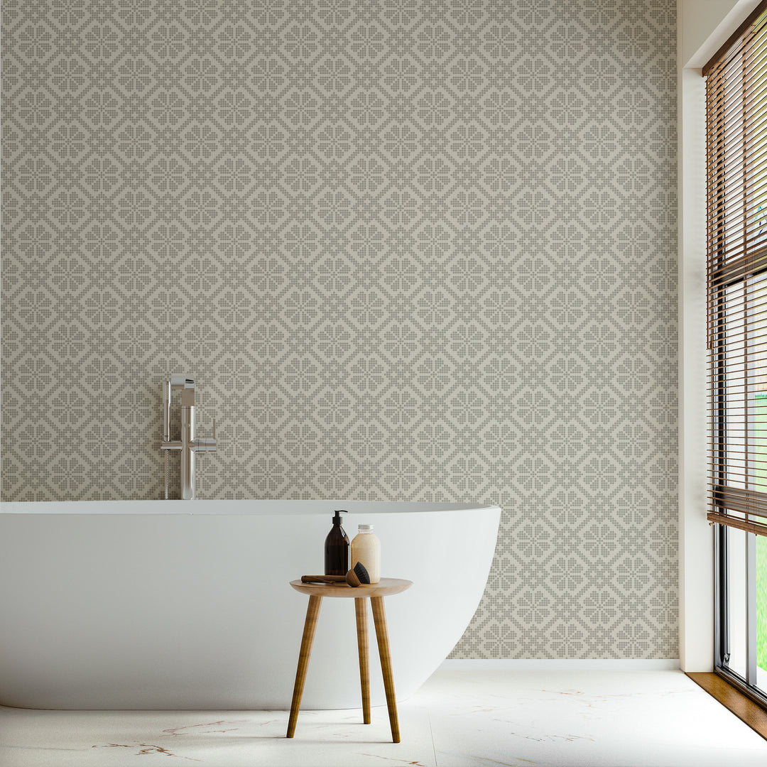 Villa Mosaic - Walnut Wallpaper