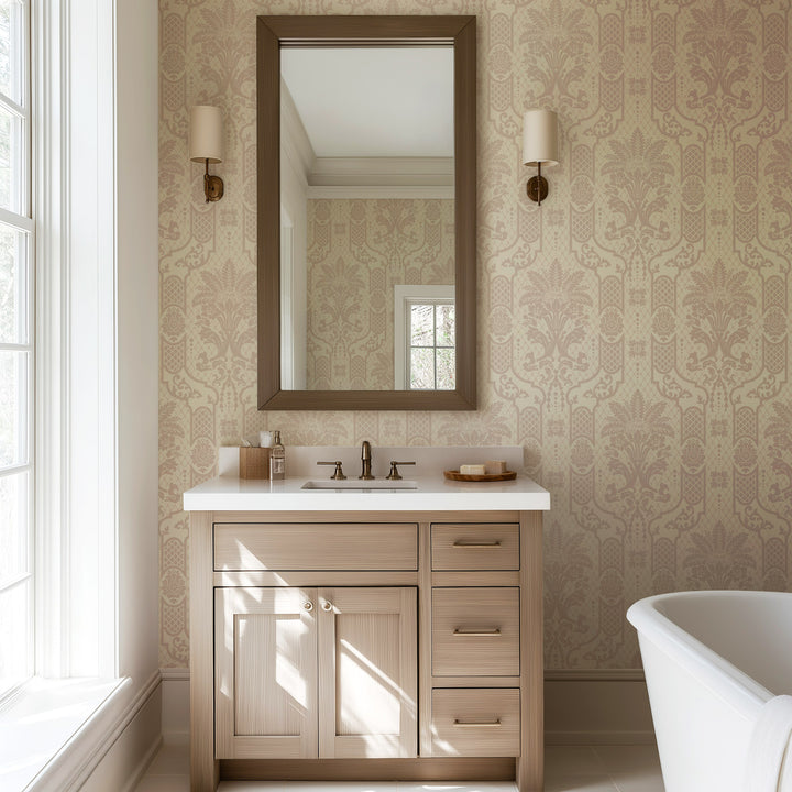 Columnar Bloom - Blush Linen Wallpaper