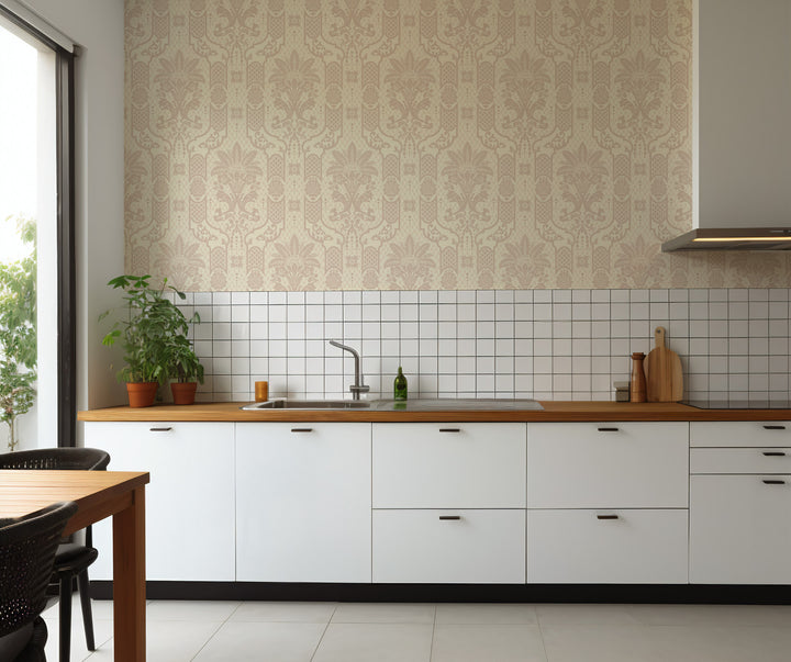 Columnar Bloom - Blush Linen Wallpaper